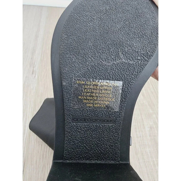 Andre Assous Gloria Chelsea Bootie Leather Black Biker Goth Block Heel Boots 9.5 - Picture 10 of 11